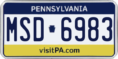 PA license plate MSD6983