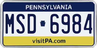 PA license plate MSD6984