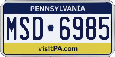 PA license plate MSD6985