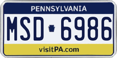 PA license plate MSD6986