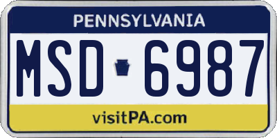 PA license plate MSD6987
