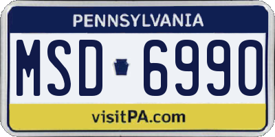 PA license plate MSD6990