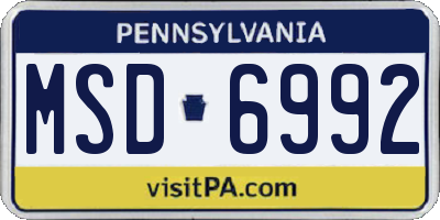 PA license plate MSD6992