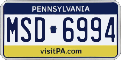 PA license plate MSD6994