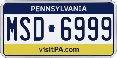 PA license plate MSD6999