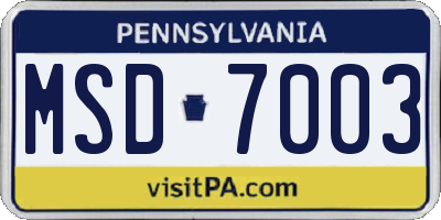 PA license plate MSD7003