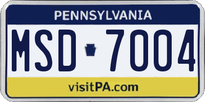 PA license plate MSD7004