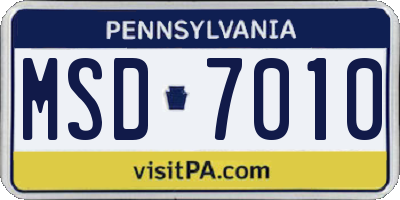 PA license plate MSD7010