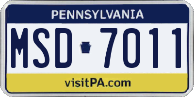 PA license plate MSD7011
