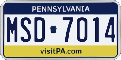 PA license plate MSD7014