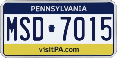 PA license plate MSD7015