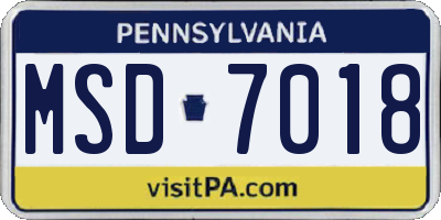 PA license plate MSD7018
