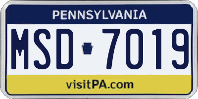 PA license plate MSD7019