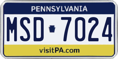 PA license plate MSD7024
