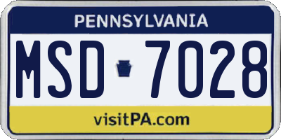 PA license plate MSD7028