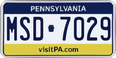 PA license plate MSD7029