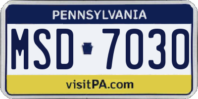 PA license plate MSD7030