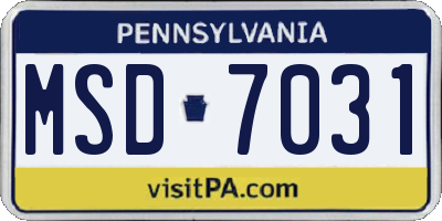 PA license plate MSD7031