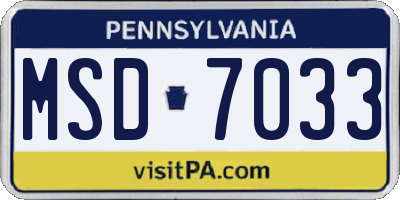 PA license plate MSD7033