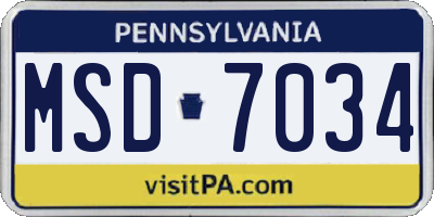 PA license plate MSD7034