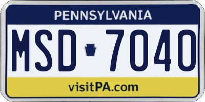 PA license plate MSD7040