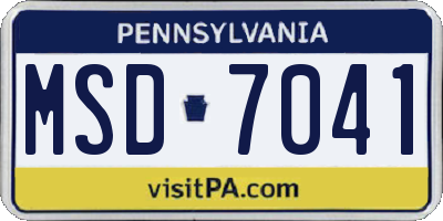 PA license plate MSD7041