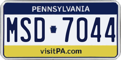 PA license plate MSD7044