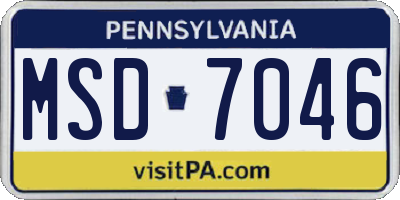 PA license plate MSD7046
