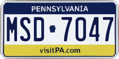 PA license plate MSD7047