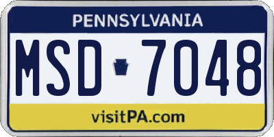 PA license plate MSD7048