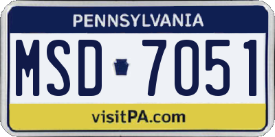 PA license plate MSD7051
