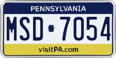 PA license plate MSD7054