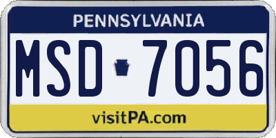 PA license plate MSD7056
