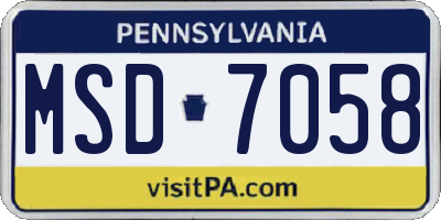 PA license plate MSD7058