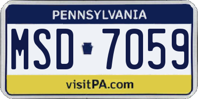 PA license plate MSD7059