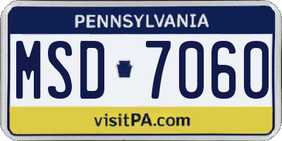 PA license plate MSD7060