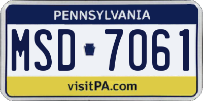 PA license plate MSD7061