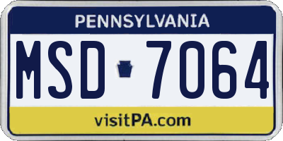 PA license plate MSD7064
