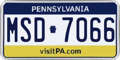 PA license plate MSD7066