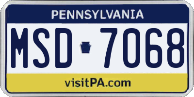 PA license plate MSD7068