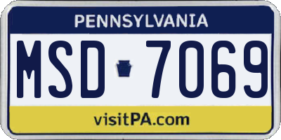 PA license plate MSD7069
