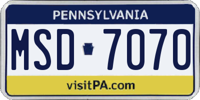 PA license plate MSD7070