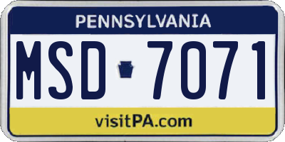 PA license plate MSD7071