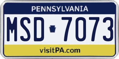 PA license plate MSD7073