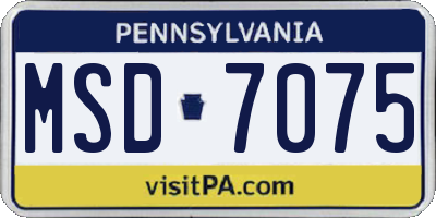 PA license plate MSD7075