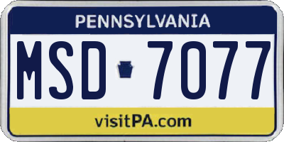 PA license plate MSD7077
