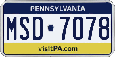 PA license plate MSD7078