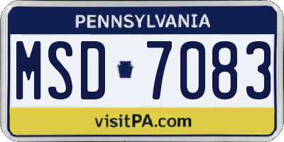 PA license plate MSD7083