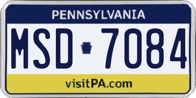 PA license plate MSD7084