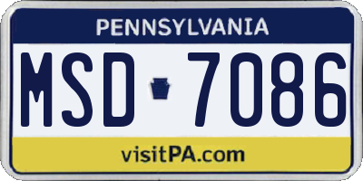 PA license plate MSD7086